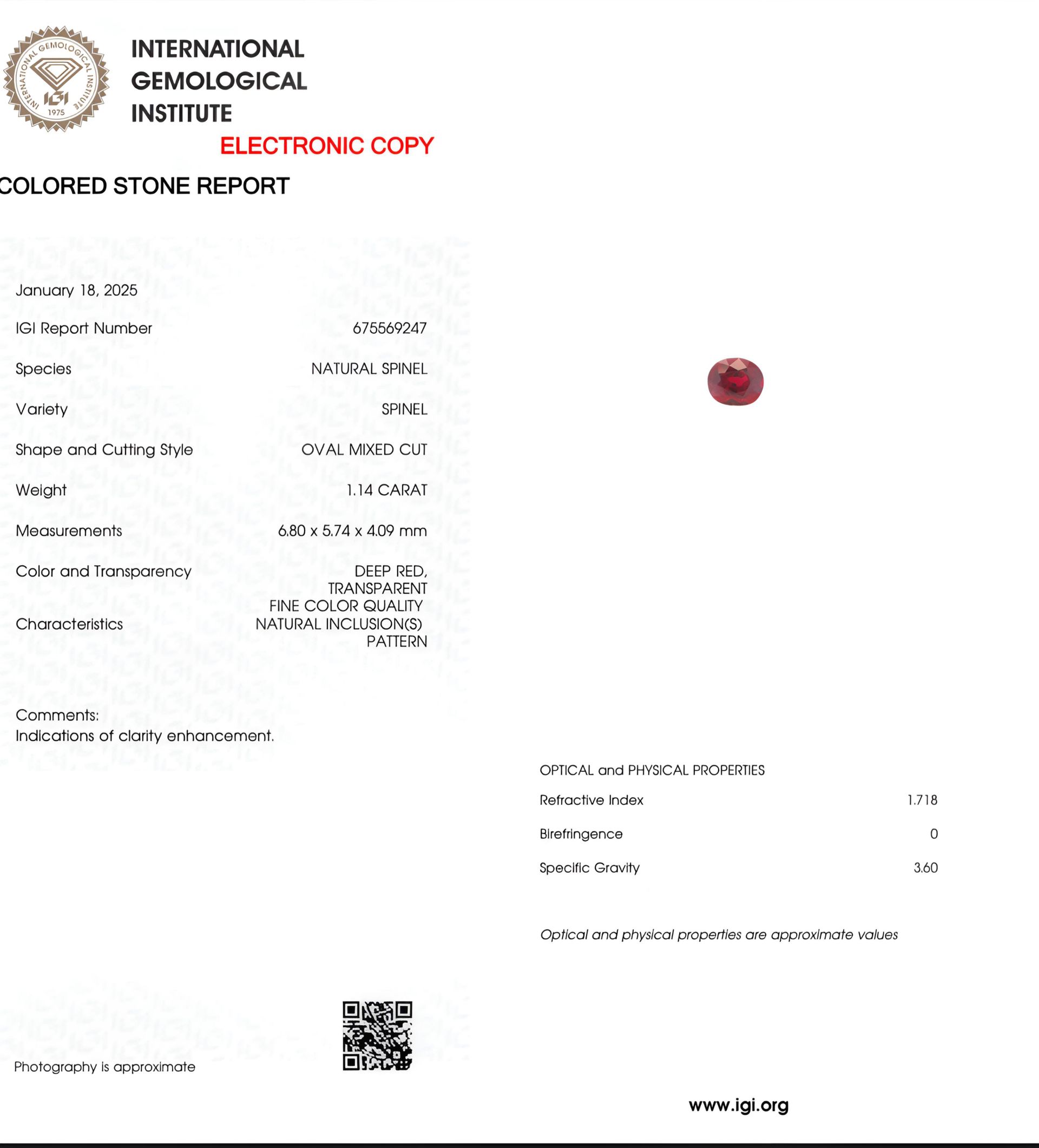 products/3323/95EE0F19-610C-46F7-8703-8815F7286CC9.jpeg - Crveni spinel 1.14ct - Zlatara Petrović Beograd