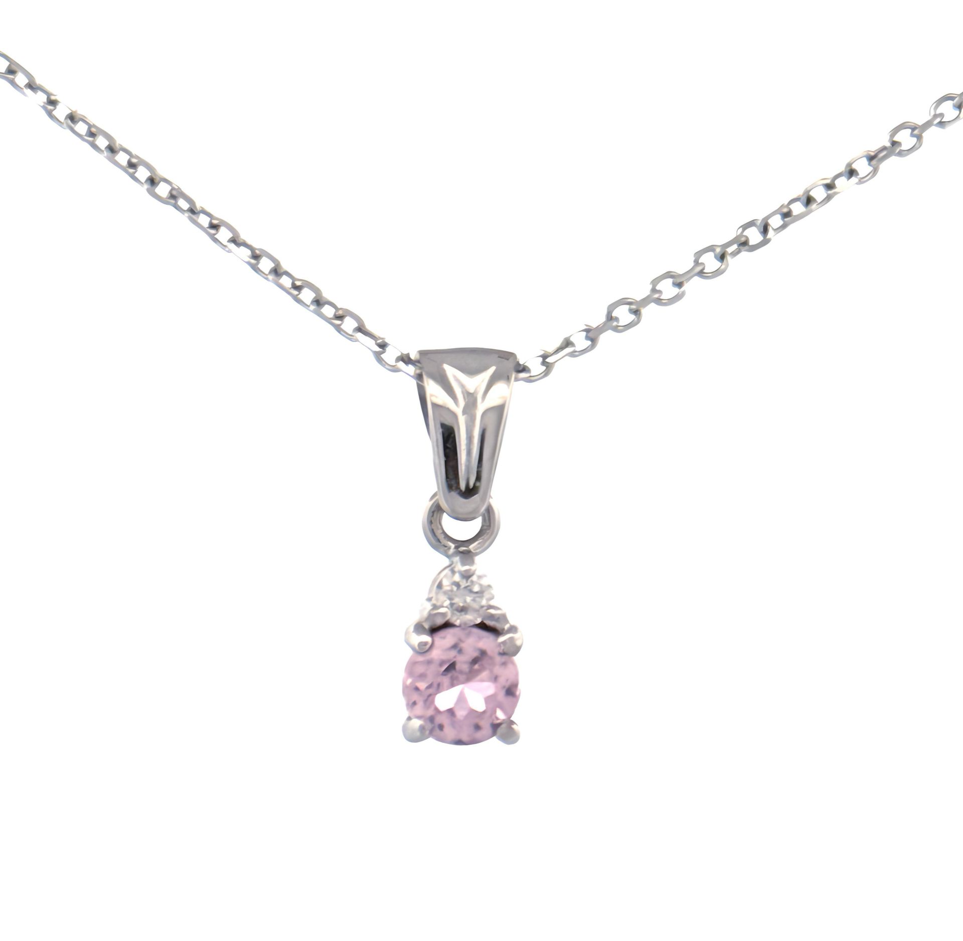 Privezak od belog zlata sa morganitom i brilijantima - Zlatara Petrović Beograd