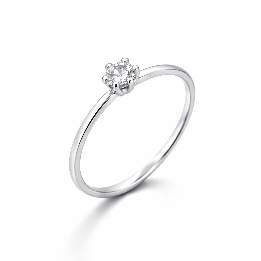 Prsten od belog zlata sa brlijantom - Zlatara Petrović Beograd