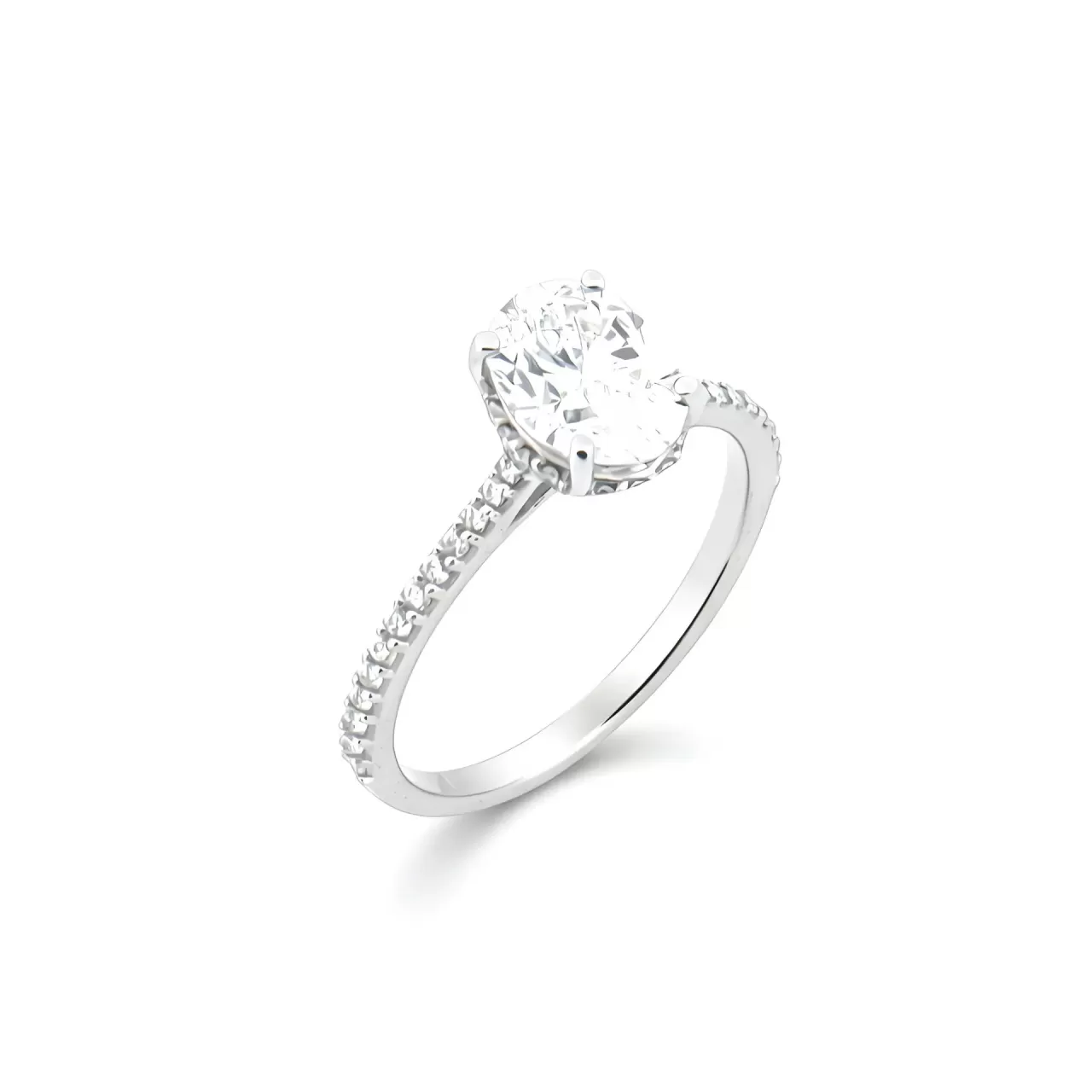 Prsten od belog zlata sa laboratorijskim dijamantima oval tcw 2.22ct