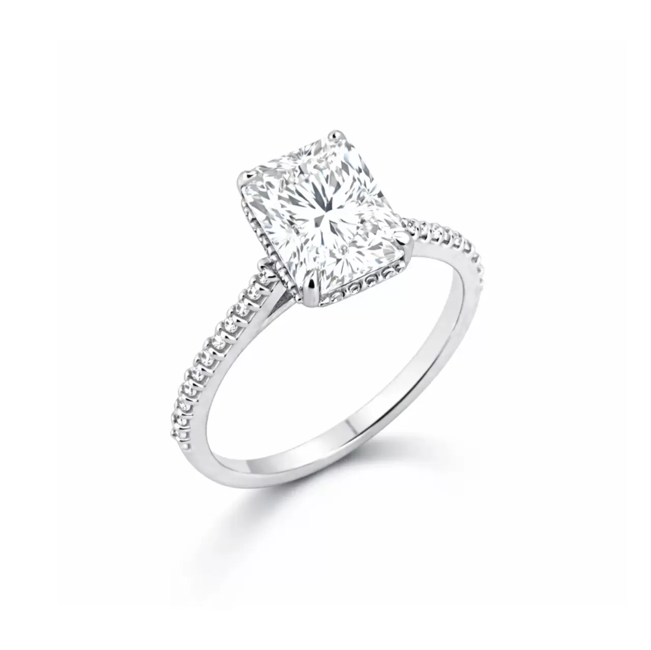 Prsten od belog zlata sa laboratorijskim dijamantima radiant tcw 3.06ct