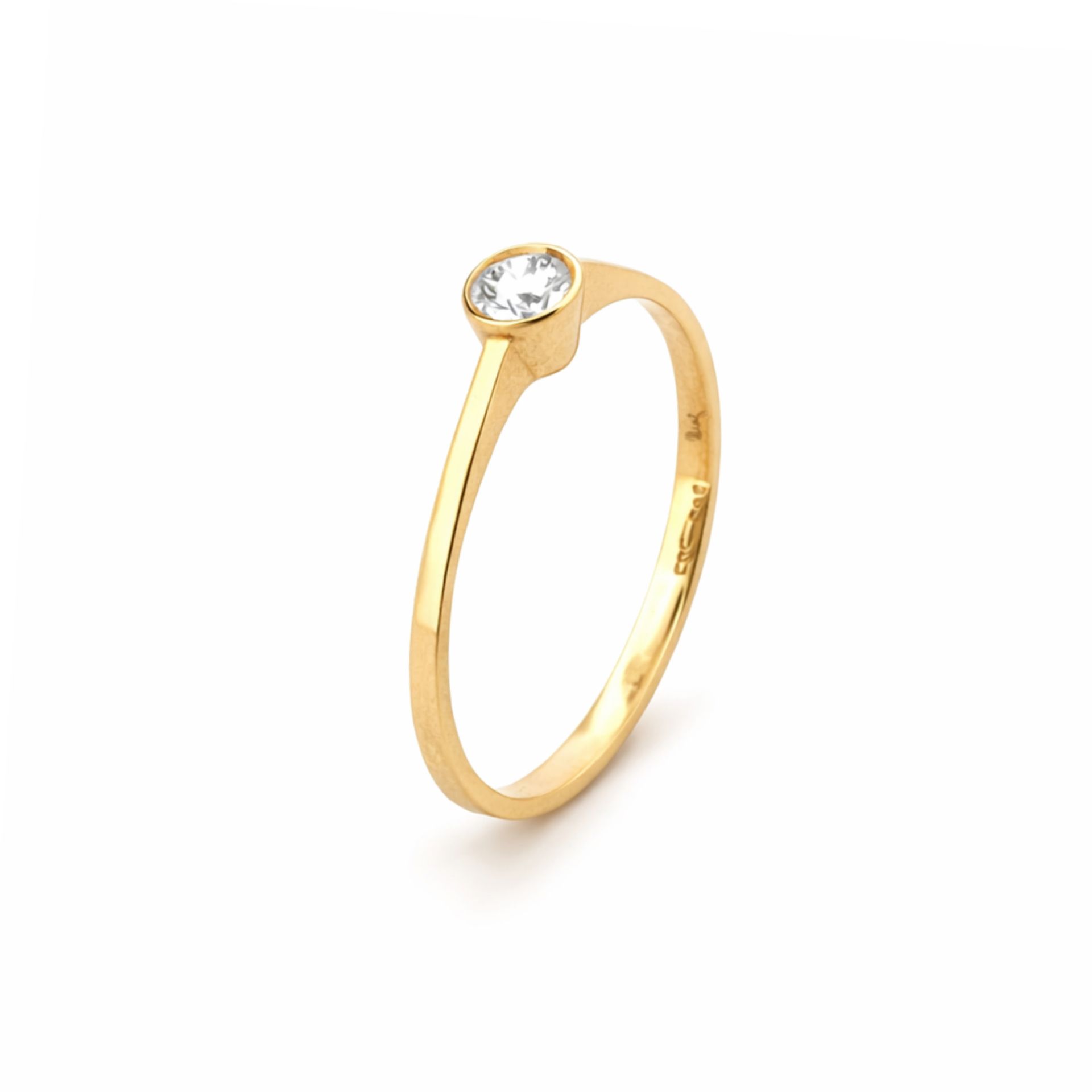 Prsten od žutog zlata sa brilijantom - Zlatara Petrović Beograd