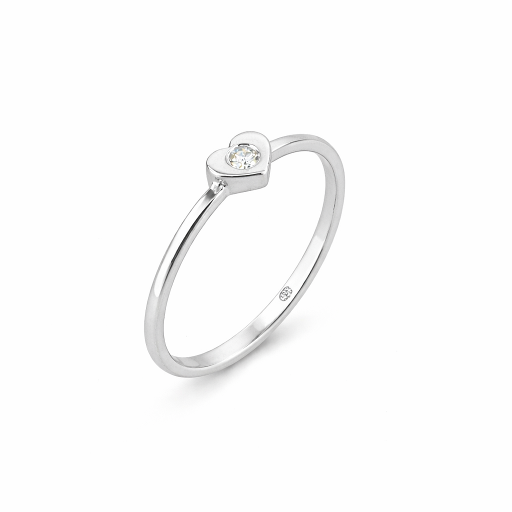 Prsten od belog zlata srce sa dijamantom - Zlatara Petrović Beograd