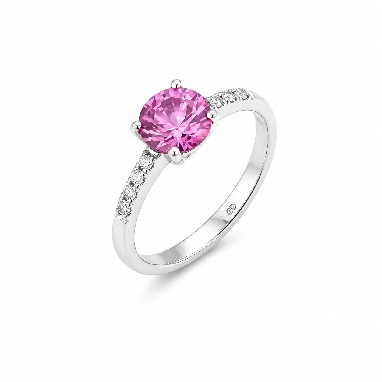 Zlatni prsten sa pink safirom i brilijantima
