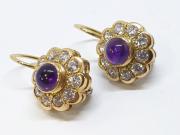 Earrings with ametyst and zircons like a flower